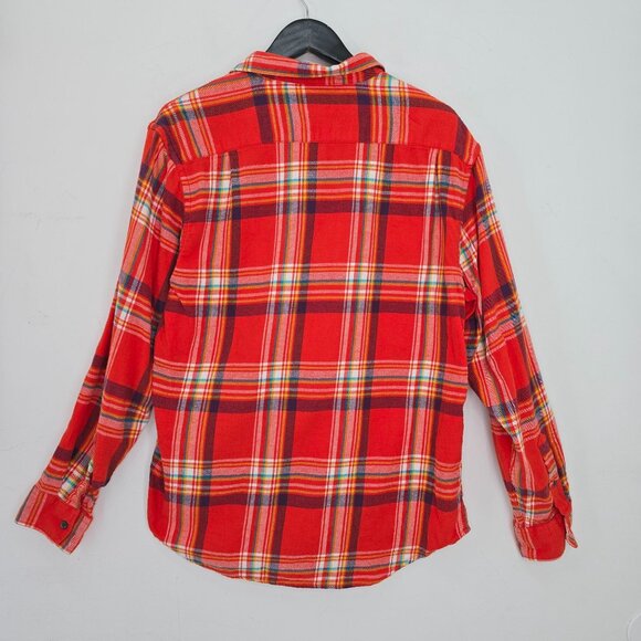 Old Navy Orange Navy Plaid Flannel Long Sleeve Button Front Shirt Men Size Larg - Picture 3 of 4